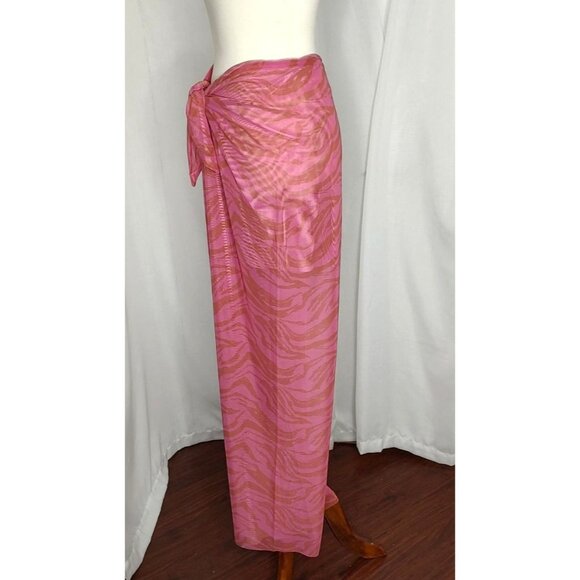 VIX Cover Up Pareo Pants L Pink Mesh Diani Zebra Sheer Resortwear - Picture 6 of 10